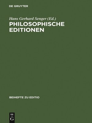cover image of Philosophische Editionen